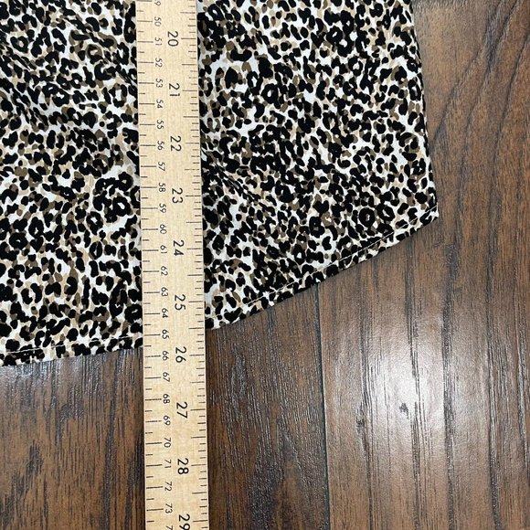 Old Navy Top Medium Leopard Brown Black Long Sleeve Popover Blouse Women's - Picture 9 of 12